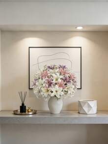 54pcs Artificial Lily & Baby's Breath Flowers, Suitable For Wedding, Mother's Day, Home Decor, Holiday Table Centerpiece, Gardening, Birthday Party, Wedding Bouquet, Home, Wedding, Birthday Party, Dining Table, Gardening, Classroom Decoration - Multicolor - View 6