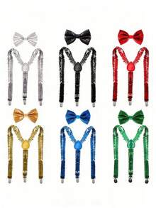 Bộ 1/2 món - Áo vest và cà vạt dành cho nam và người lớn, phụ kiện trang phục dự tiệc ngày lễ. Bộ áo vest và cà vạt đính kim sa vàng lấp lánh, vui nhộn và cá tính của chúng tôi sẽ giúp bạn trở thành tâm điểm chú ý. - Nhiều màu - Xem 11