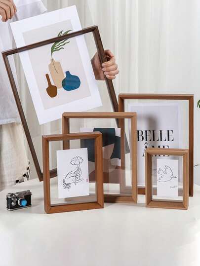 Khung ảnh hai mặt, khung ảnh gỗ nhựa trong suốt cao cấp kiểu retro, khung tự lắp ráp, thích hợp để đóng khung ảnh. Thích hợp cho trang trí phòng khách, phòng ngủ, tiệc tùng, quà sinh nhật, trang trí nhà cửa, trang trí nội thất, hộp đựng cây cảnh để bàn sáng tạo, quà tặng ngày Valentine, quà tốt nghiệp, lưu trữ ảnh mùa tốt nghiệp.