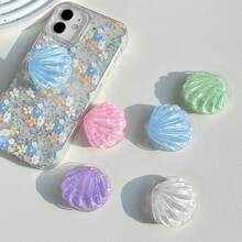 1 pièce Support de téléphone pour fille avec coquillage semi-transparent pailleté, support portable pliable et rotatif à 360 degrés, support de bureau adhésif créatif et paresseux, accessoire mobile mignon de haute qualité aux couleurs bonbon, cadeau pour amis et meilleurs amis - Multicolore - Voir 3