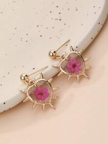 1 Pair Retro Dark Lace-Up Heart Earrings, Everlasting Flower Earrings, Versatile Accessories For Music Festival And Daily Wear - Multicolor - View 6