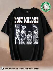 Posts Malone Vintage T-Shirt By Comforts Colors, Malone Rap Music T-Shirt, F1 Trillion Tour T-Shirt, Posty Rapper T-Shirt, Malone Music The Album 2026 Printed T-Shirt - Made Of Pure Cotton, It's Soft And Breathable, Suitable For Both Men And Women. It's A Casual Shirt Suitable For All Seasons And A Stylish Souvenir. It's Suitable For Everyday Wear, Streetwear Enthusiasts, And Music Lovers. - Black - View 1