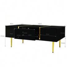 Modern High-Gloss Black TV Cabinet And Coffee Table Set - Black - View 2