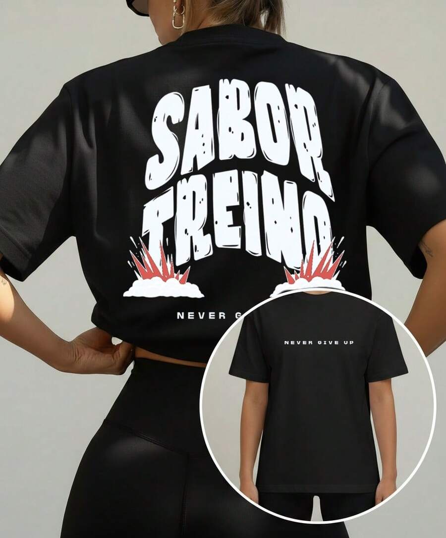 Women's And Men's Unisex 100% Cotton T-Shirt/Blouse, Oversized For Training, Walking, Crossfit, Gym, Weightlifting, Fitness, Cardio, Comfortable, Lightweight, And Refreshing Fabric. - 黑色 - 查看 1