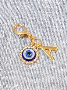 1pc Initial Letter Blue Evil Eye Rhinestone Keychain - Symbolic Gift, Protection And Good Luck - Fashion Accessory, Suitable For Car Keys/Bag Pendant, Ideal Holiday Gift Accessory - Multicolor - View 23