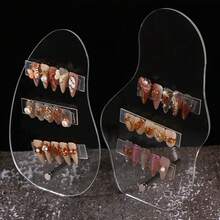 2pcs Asymmetrical Acrylic Nail Display Board, Transparent Nail Polish Display Stand, Nail Art Display Rack - Clear - View 4