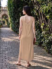 Women Long Dresses - Beige - View 3