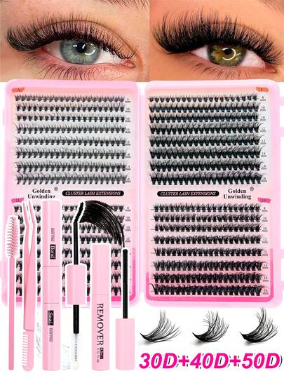 640pcs Exaggerated C-Curl 8-16mm Mixed DIY Eyelash Extension Kit, Includes DIY Lower Lashes, Lash Book, High-Capacity Soft Individual Lashes, Create Fluffy Natural Y2K Butterfly Makeup Effect At Home, Long-Lasting Makeup. Kit Includes DIY Lash Glue, DIY Remover And DIY Lash Tweezers (Lower Lashes +30D+40D+50D*2). Lash Cluster Set, Eyelashes, False Lashes.