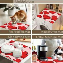 1 pièce Tapis de séchage pour comptoir de cuisine, Tapis absorbant antidérapant pour café, Décoration de comptoir résistante à la chaleur, Décoration de table à manger, Plusieurs styles disponibles, Tapis de décoration de la Coupe du monde pour la maison - cœur rouge ardent - Voir 8