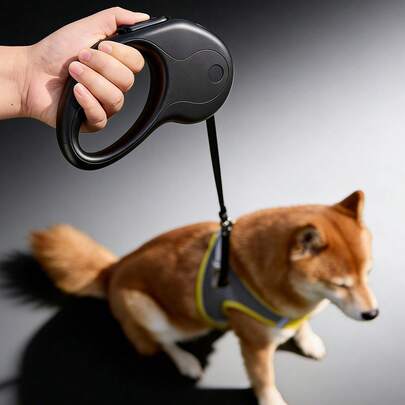 3/5M Heavy Duty Retractable Dog Leash With One-Hand Brake | Ergonomic Handle Pet Traction Rope | Strong Nylon Tape Walking Lead For Medium To Large Dogs | Easy Lock & Release Puppy Hiking Leash