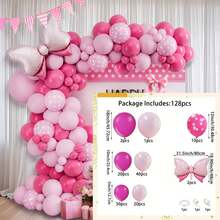 128pcs Mouse-Themed Balloon Arch Set, Includes Foil Balloons With Bows, As Well As Pink And Polka-Dot Latex Balloons. Perfect For Birthday Parties, Baby Showers, First Birthdays, Proposals, Bridal Showers, And Princess-Themed Party Decorations. - View 6