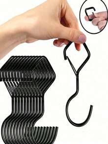 5pcs Heavy Duty S-Shaped Hanging Hooks With Safety Latch, Rust-Resistant Metal Hooks With Safety Clasp Design, Suitable For Hanging Plants, Pots, Towels, Bags, Kitchen And Wardrobe Organizers - Multicolor - View 1