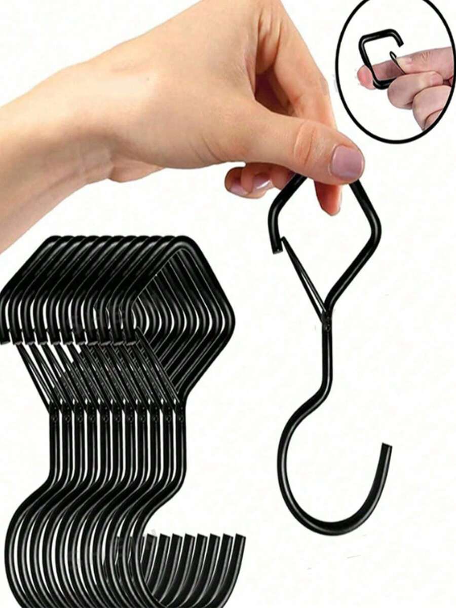 5pcs Heavy Duty S-Shaped Hanging Hooks With Safety Latch, Rust-Resistant Metal Hooks With Safety Clasp Design, Suitable For Hanging Plants, Pots, Towels, Bags, Kitchen And Wardrobe Organizers - Multicolor - View 1