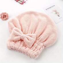 Super Absorbent Microfiber Hair Wrap With Buckle - Soft Quick-Dry Shower Cap For Women, Cute Bow Design No-Blow Dry Hair Towel - Multicolor - View 5