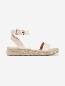 VICES Sandals With Thick Braided Sole And Ankle Strap - Beige - View 3