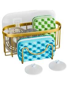 不锈钢沥水架，水槽收纳挂篮，厨房储物架 - 彩色 - 查看 3