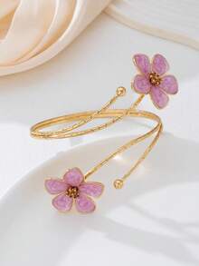 1 pièce Bracelet pour femme en forme de fleur à cinq pétales, bijou floral aux couleurs inégales - Forme de fleur - Voir 17
