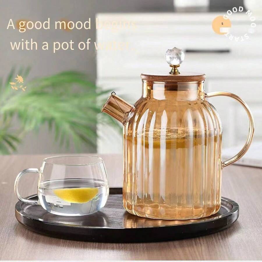 1 Bộ ấm đun nước đứng chịu nhiệt độ cao, dung tích lớn, dùng trong gia đình, ấm trà chịu nhiệt hình quả bí ngô, đồ dùng du lịch cho khách sạn và gia đình