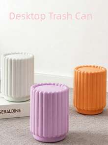 Latas de basura mini con tapa en morado, naranja y gris oscuro - Latas de basura de plástico para encimera con diseño de tapa abatible para evitar fugas de olores, usadas para almacenar cáscaras de frutas y restos en la mesa, manteniendo la mesa limpia, adecuadas para baños, decoración de escritorio de oficina en el hogar, mesa de café, escritorio de oficina - Multicolor - Ver 1