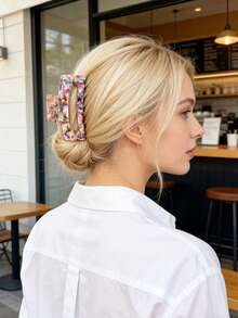 Colorful Confetti Acetate Hair Claw Clip - Square Hollow Design Large Hair Clamp For Women Girls,Strong Hold Hair Accessory For Women - Multicolor - View 11