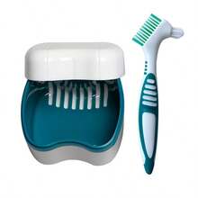 Dental Prosthesis Fixation Cleaning Set, Fixation Cleaner Box, Toothbrush, Double-Sided Toothbrush, Multi-Layer Bristles, Denture Cleaning, European Dental Prosthesis Cleaning Box, Dental Prosthesis Box With Invisible Fixation, Dental Prosthesis Cleaning Box With Double Layer And Filter, Denture Box, Travel Set. Back To School, Mother's Day, Father's Day Gift Ideas. - Multicolor - View 10