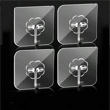 5pcs Transparent Seamless Adhesive Hooks, Wall Hooks, Door Hooks, Key Hooks, Strong Adhesive Wall Hooks For Bathroom, Kitchen, Waterproof, No Drilling, Suitable For Various Surfaces [Random Style] - Clear - View 9