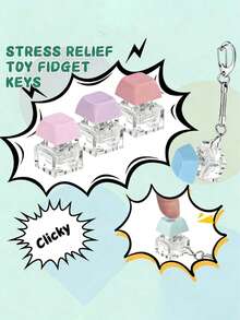 Móc khóa giảm căng thẳng bàn phím 4 trong 1, đồ chơi chuông lắc ngón tay giảm căng thẳng bàn phím, quà tặng giảm căng thẳng, quà sinh nhật lý tưởng, quà tặng tiệc tùng - Nhiều màu - Xem 1