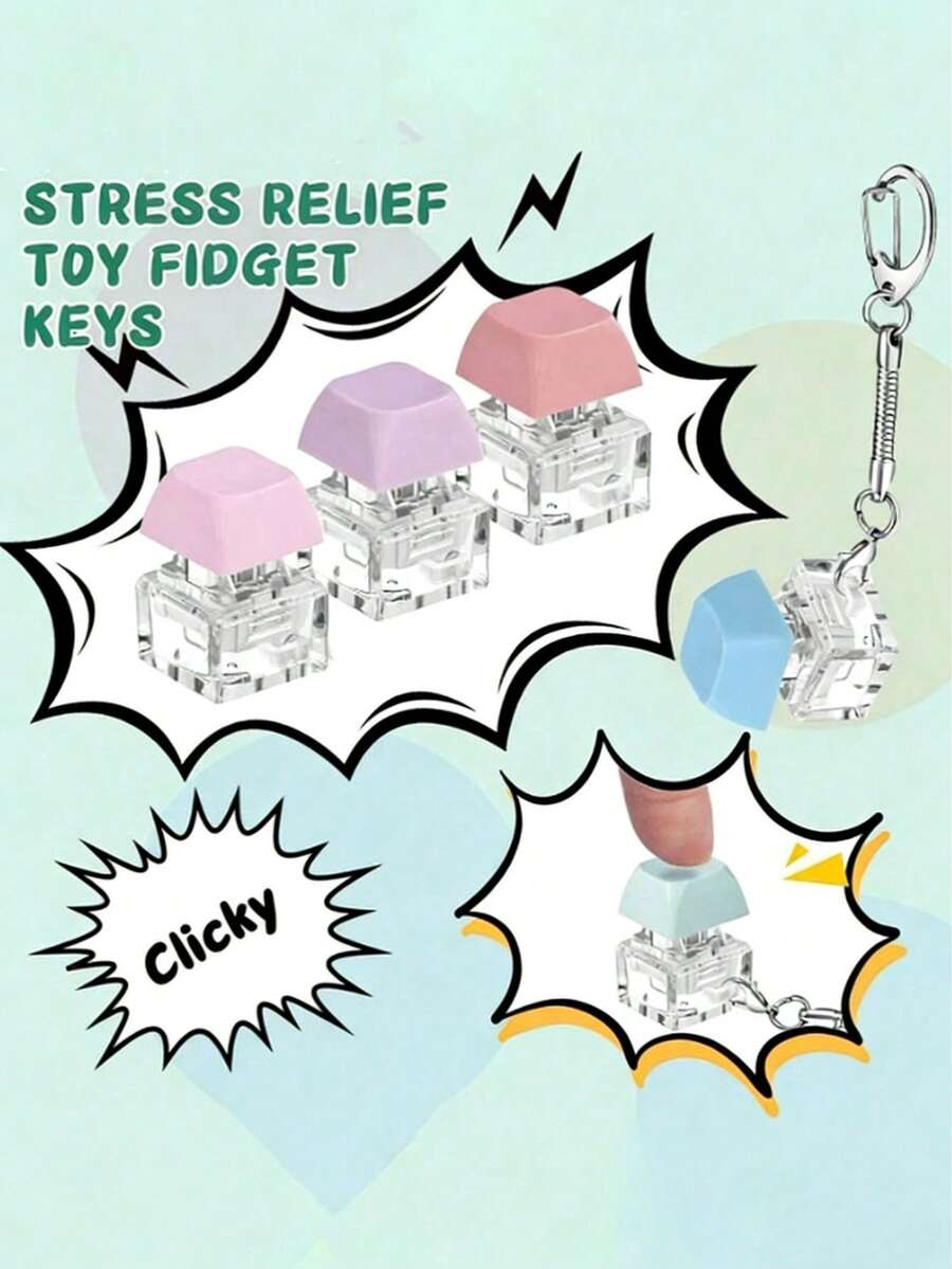 Móc khóa giảm căng thẳng bàn phím 4 trong 1, đồ chơi chuông lắc ngón tay giảm căng thẳng bàn phím, quà tặng giảm căng thẳng, quà sinh nhật lý tưởng, quà tặng tiệc tùng - Nhiều màu - Xem 1