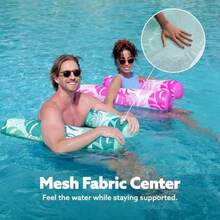 Sloosh - Paquete de 4 hamacas flotadores de piscina para adultos 4 en 1 inflables multiusos para piscina hamaca de agua de PVC azul rosa cian verde - Azul rosa cian verde - Ver 5