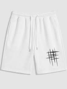 NUDEA Men's Short Sleeve + Casual Sportswear Set, Black Grid Pattern, Stylish And Full Of Energy. A Vibe With An Urban Casual Feel, Breathable Soft Summer Wear Featuring Drawstring Shorts And Pockets Men 2 Piece Set Summer Outfits - White Set - 查看 5