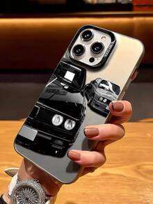 1pc Minimalist Stylish Car Body Graphic Design Black & Silver Phone Case, Compatible With IPhone 16/16Pro/16Plus/16ProMax, 11/11Pro/11ProMax, 12/12Pro/12ProMax, 13/13Pro/13ProMax, 14/14Plus/14Pro/14ProMax, 15/15Pro/15Plus/15ProMax - Multicolor - View 4