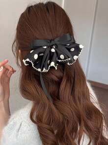 1个复古优雅花卉波点荷叶边发夹 - 彩色 - 查看 8