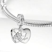 1 Mặt dây chuyền hạt hình trái tim vô cực bằng bạc Sterling thời trang, thích hợp để làm vòng tay, trang sức DIY cho nữ. - Bộ 1 - Xem 9