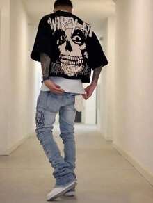 Y2KStyleDirectionalPrintingCottonT-ShirtSoftBreathablePureCottonFabricComfortableAndEnergeticSummerStreetStyleShortSleevedTShirgnRetroSummerWearTShirt - 黑色 - 查看 15