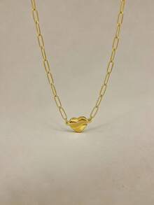 1条18K镀金不锈钢心形项链，休闲时尚，适合日常佩戴、毕业典礼、派对等场合。 - 金色 - 查看 6