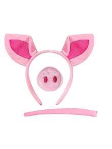 Bộ trang phục heo, bao gồm băng đô có tai, mũi, đuôi và nơ, trang phục chủ đề động vật. - Nhiều màu - Xem 5