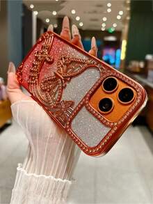 1个大窗口水钻蝴蝶保护壳，兼容苹果17/17Pro/17Promax、16/16Plus/16Pro/16Promax、15/15Plus/15Pro/15Promax、14/14Plus/14Pro/14Promax、13/13Pro/13Promax、12/12Pro/12Promax、11/11Pro Max，防尘，高端，新款流行手机壳 - 彩色 - 查看 9