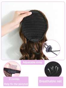 爪夹抽绳马尾接发，波浪卷发假马尾，真人发夹式马尾假发，轻松打造蓬松自然发型，适合日常造型和派对场合 - S4 - 查看 19