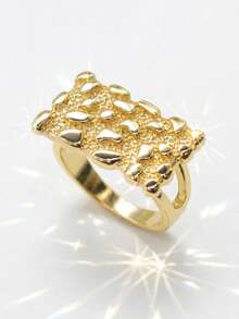 1枚14K镀金金锭戒指，时尚金锭戒指，适合女性佩戴，新款设计，可作为礼物赠送。 - 金色 - 查看 11