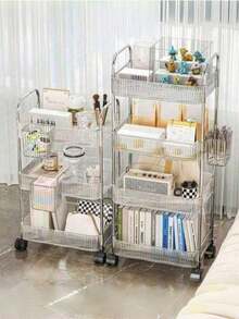 1 pezzo Carrello acrilico piccolo, rastrelliera per il trucco trasparente e mobile per uso domestico, scaffale organizzativo multifunzione ad alta capacità per il bagno, accessori per il bagno, carrello organizzatore per il trucco, rastrelliera mobile per ufficio, bagno, cucina e soggiorno (materiale aggiornato, più ampio e più spesso) - Multicolore - Visualizzare 5