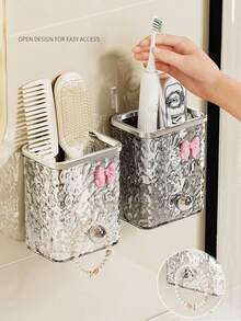 2pcs/1pc Kotak Penyimpanan Gantung Dinding Motif Gletser, Tidak Perlu Pengeboran, Rak Organizer Kamar Mandi untuk Sikat Gigi, Sisir, Pasta Gigi, dan Perawatan Kulit, Aksesori Penyimpanan Kamar Mandi, Musim Kembali ke Sekolah - MultiWarna - View 4