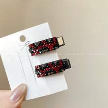 2pcs/4pcs Casual Bohemian Cute Elegant PU(Polyurethane) Hair Clips, Colorful Rhinestone, Suitable For All Seasons - Champagne - View 8