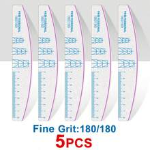 Bộ 5/10/20 chiếc dũa móng tay hình bán nguyệt chuyên nghiệp, màu xám, hai mặt, có thang đo độ nhám 100/150/180/240, dũa móng tay đơn giản dùng cho tiệm nail. - Nhiều màu - Xem 12