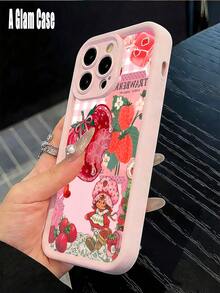 Vintage Strawberry Girl & Gingham Lace Collage Print Pink Frame Phone Case, Soft TPU Cover. It Is Compatible With Galaxy Models Including Compatible For Galaxy S25, S24, S23, S22, S21 PLUS, FE And Ultra,Galaxy A33 Compatible With For Iphone17 Pro Max, 16, 15, 14 And 13. It Makes A Perfect Gift For Birthdays, Holidays, New Year And Valentine's Day. - 粉色6 - 查看 3