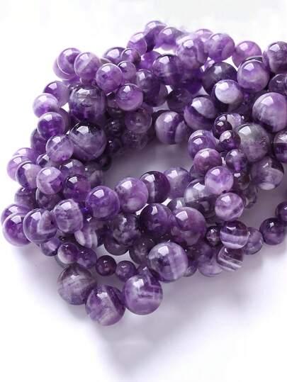 Hạt đá thạch anh tím Purple Dream kích thước 4 6 8 10mm, đá tự nhiên dạng rời dùng để làm trang sức, vòng tay DIY.