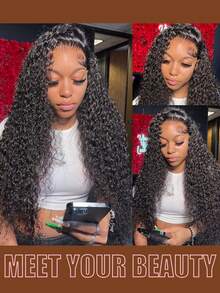 Tóc giả Jerry Curly Lace Front Blended Hair Wigs có tóc con, mật độ 180%, kiểu Jerry Curly 13x4 trong suốt dành cho nữ. - SNatural - Xem 5