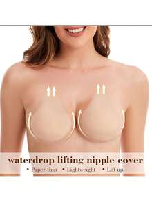 1 Pair Self-Adhesive Silicone Invisible Push-Up Bra (Strapless, Backless) - Water Drop Lifting Patch - View 8