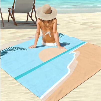 超大防水沙滩毯，适合 1-8 位成人，配有 4/8 个地钉和 4 个角袋，是户外沙滩旅行和露营的必备配件。