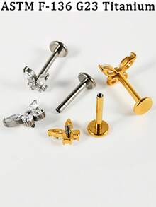 1PC Khuyên tai hình bướm G23 bằng titan, khuyên môi có ren trong, khuyên tai sụn tai, khuyên tai sụn vành tai, khuyên tai phẳng, khuyên tai đá opal và đá cubic zirconia, khuyên tai hình bầu dục, khuyên tai Monroe, khuyên tai vành tai, khuyên tai sáng bóng dành cho nữ - 1 khuyên môi hình bướm bằng titan - Xem 5