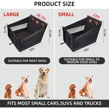 Large Dog Car Seat,Back Seat Extender For Dogs,Waterproof Medium Dog Seat Cover For Backseat, Pet Bed For Car Hammock, With 2 Mesh Windows, Waterproof Large Carseat For Dogs With 4-Splice Hard Bottom, Pet Seat Cover For Cars, Trucks And SUVs(Grey-L) - 黑色 - 查看 6